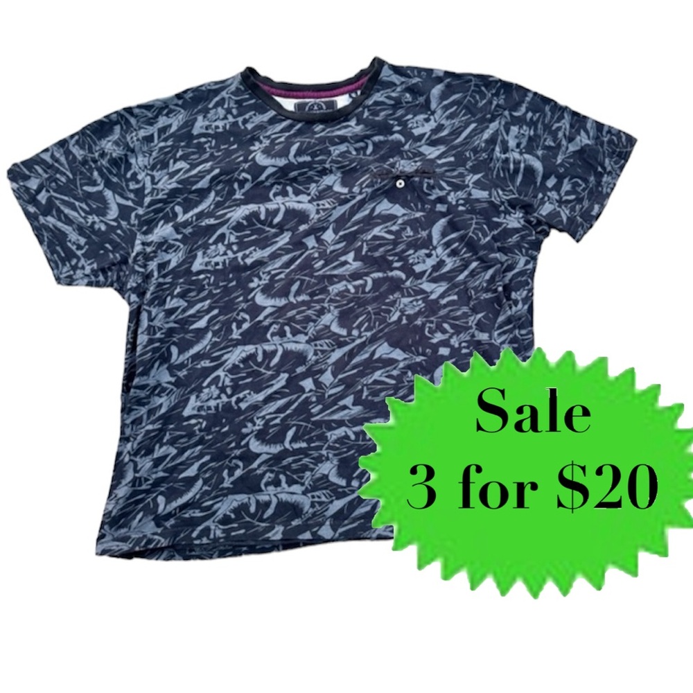 KNIT HERITAGE print shirt t-shirt Escher black gray short sleeves MENS 2X weird